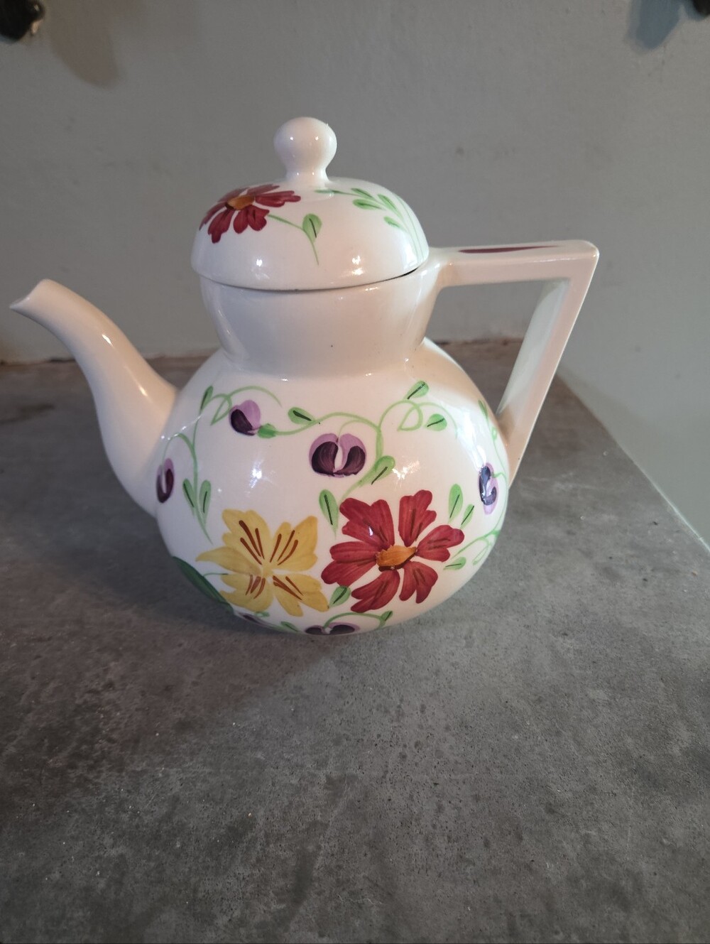 Vintage Blue Ridge Pottery Castlewood Chevron Teapot Hand-painted Underglaze.